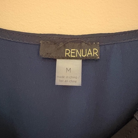 Renuar Deep Blue V-Neck Blouse with collar detail size Medium - Picture 3 of 4